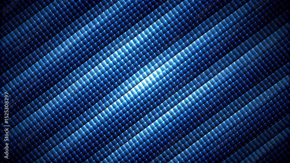 Poster dark blue abstract background with a seamless square grid pattern, illustrating a futuristic tech-in