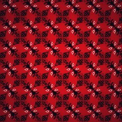 Bold Red Ethnic Seamless Pattern with Stylized Floral and Leaf Motifs