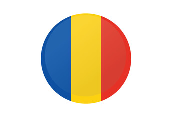 Round Romania Flag Icon – Romania Flag Circular Vector Badge with Standard Colors and National Symbol. Circle Flag Icon of Romania, Button Badge Icon.
