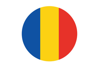Round Romania Flag Icon – Romania Flag Circular Vector Badge with Standard Colors and National Symbol. Circle Flag Icon of Romania, Button Badge Icon.
