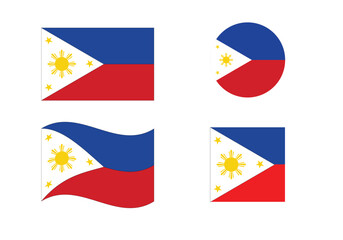 Flag icons of Philippines. Philippines Official National Flag. Flat Digital Vector Illustration of  Philippines Flag and National Emblem. Rectangular  Philippines Flag Icon – Standard Size and Colors.