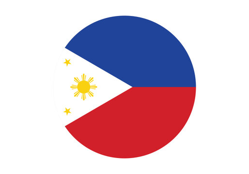 Round Philippines Flag Icon &ndash; Philippines Flag Circular Vector Badge with Standard Colors and National Symbol. Circle Flag Icon of Philippines, Button Badge Icon.
