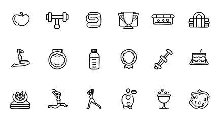 Workout Vector Pack - Outline Icons with Depth for Branding