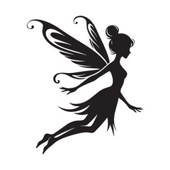 Clean Fairy image - fairy silhouette - fairy vector - silhouette of fairy - Fairy illustration - woodland nymph design
