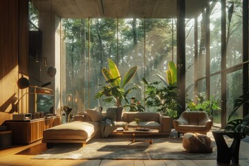 Fototapeta premium Scandinavian living room sustainable design home