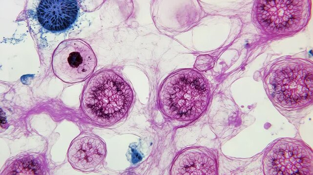 sperm and egg, abstract fractal background, bacteria and microscope, 3d rendered illustration of a human sperm, red blood cells flowing, virus, bacteria, biologry