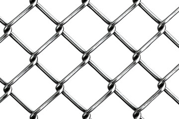 Fototapeta premium Close-up view of chain link fence urban environment abstract texture detail isolated on transparent background