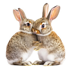 Obraz premium Cuddly Companions: A heartwarming portrayal of two adorable rabbits, their soft fur and expressive eyes conveying an undeniable bond of affection.