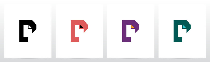 Paper File Document Negative Space Initial Letter Logo Design P
