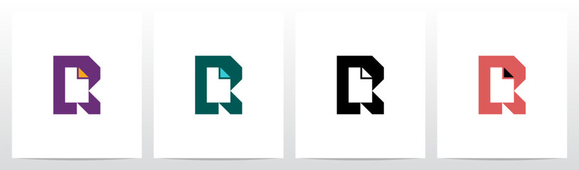 Paper File Document Negative Space Initial Letter Logo Design R