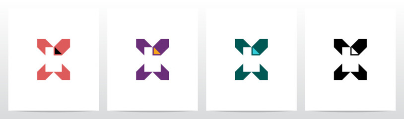 Paper File Document Negative Space Initial Letter Logo Design X