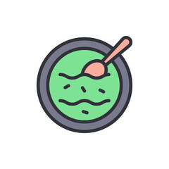 Simple Green Soup In Bowl With Spoon Culinary Illustration