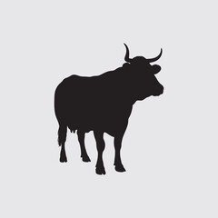 vector silhouette illustration of a cow