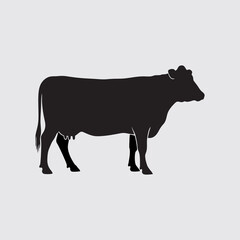vector silhouette illustration of a cow
