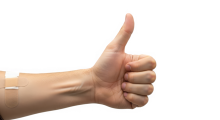 Digital art piece featuring a human hand giving a thumbs up gesture against a dark background.