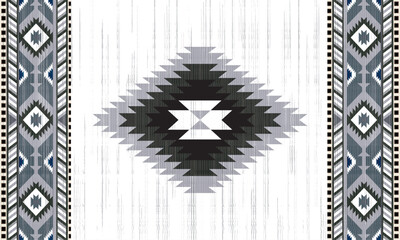 Navajo tribal black vector seamless pattern. Native American ornament. Ethnic South Western decor style. Boho geometric ornament. seamless pattern. blanket, rug. Woven carpet illustration