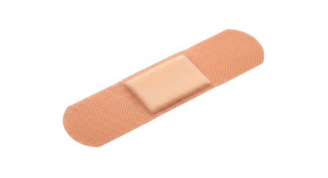 Digitally rendered bandage against a chaotic, abstract background evoking healing and digital art.
