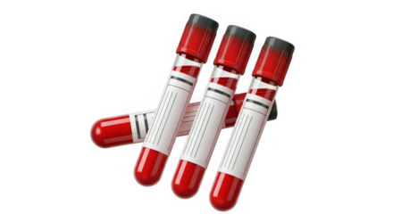 Five test tubes filled with red liquid isolated on a dark background provide a sterile feeling.
