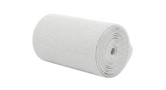 Gigapixel image of a coiled, woven white material against an abstract and colorful backdrop.