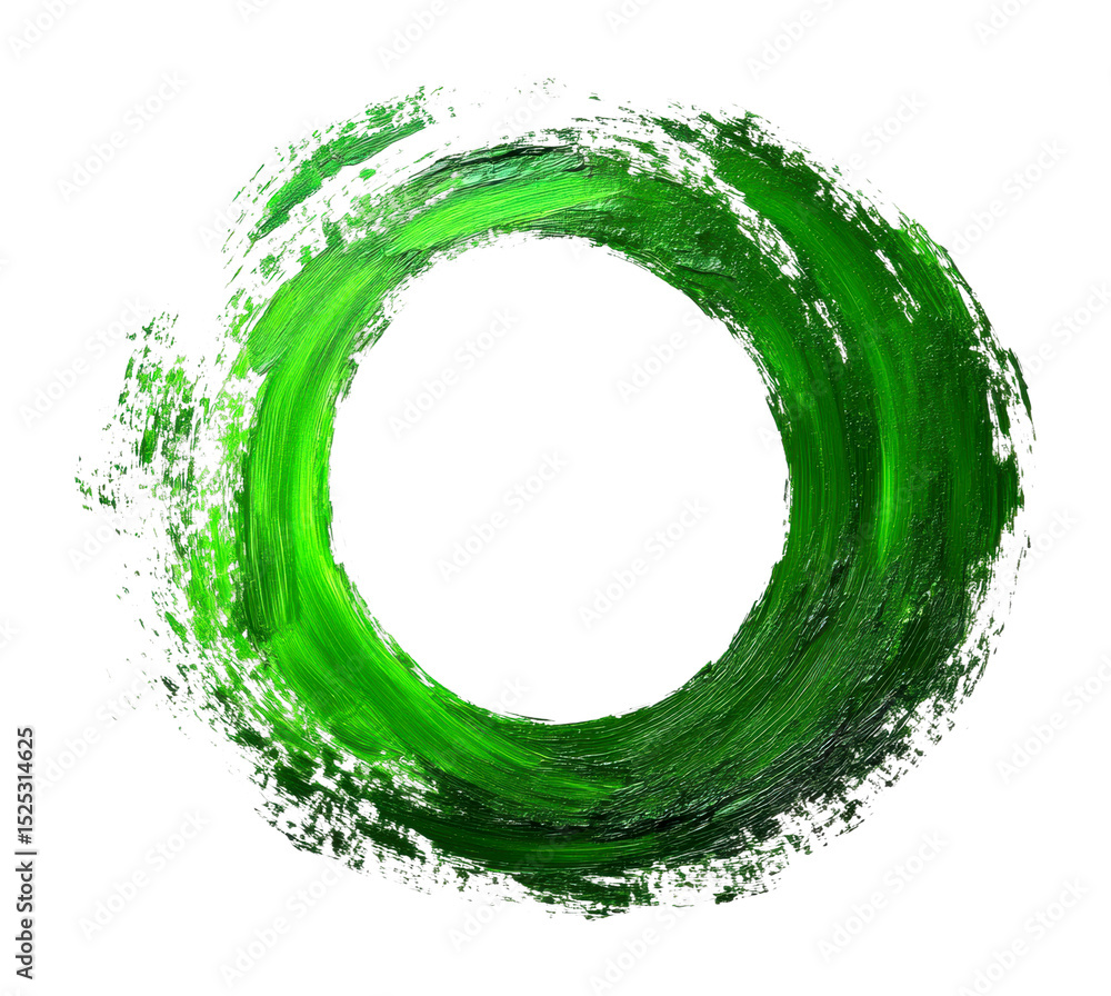 Poster dynamic green brush circle abstract art digital creation minimalist style studio setting isolated on