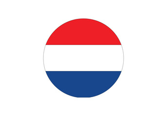 Round Netherland Flag Icon – Netherland Flag Circular Vector Badge with Standard Colors and National Symbol. Circle Flag Icon of Netherland, Button Badge Icon.

