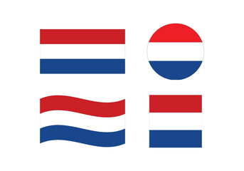 Flag icons of Netherland. Netherland Official National Flag. Flat Digital Vector Illustration of  Netherland Flag and National Emblem. Rectangular  Netherland Flag Icon – Standard Size and Colors.
