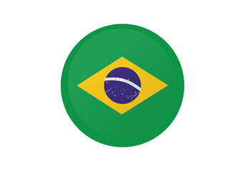 Round Brazil Flag Icon &ndash; Brazil Flag Circular Vector Badge with Standard Colors and National Symbol. Circle Flag Icon of Brazil, Button Badge Icon.
