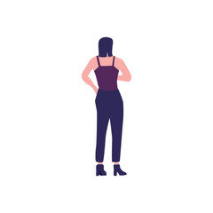 Woman back view simple flat illustration