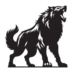 Clean Fenrir depiction study — fenrir silhouette — fenrir vector — silhouette of fenrir — Fenrir illustration — black mythical wolf — strong ancient figure — flat magic beast
