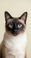 Stunning Portrait of a Siamese Cat with Striking Blue Eyes