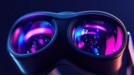 VR Headset Reflecting Sunset Cityscape for Immersive Technology Visuals