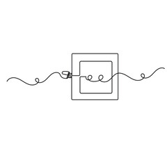 Obraz premium Socket continuous one line drawing outline vector icon
