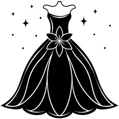 Midnight Bloom Gown Vector Art