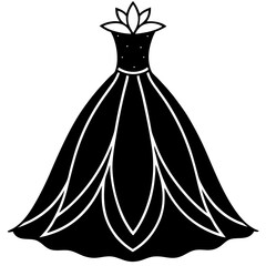 Midnight Bloom Gown Vector Art
