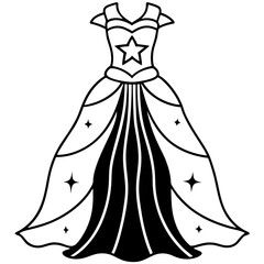 Midnight Bloom Gown Vector Art