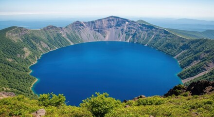Stunning Aerial View of a Crater Lake Nature's Serenity