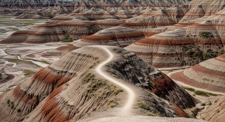 Winding Trail Through Colorful Painted Desert Landscape