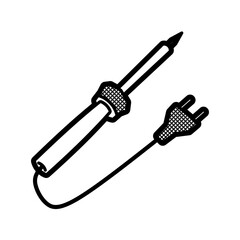 simple soldering iron black and white facing right up