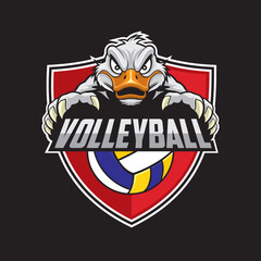 volleyball club logo duck vector illustration design
