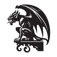 Abstract Gargoyle shape vector &mdash; gargoyle silhouette &mdash; gargoyle vector &mdash; silhouette of gargoyle &mdash; Gargoyle illustration &mdash; black symbolic beast &mdash; fantasy construct outline &mdash; simple figure drawing
