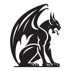 Basic Gargoyle figure illustration — gargoyle silhouette — gargoyle vector — silhouette of gargoyle — Gargoyle illustration — black fantasy creature — simple legendary guardian — dark folklore icon

