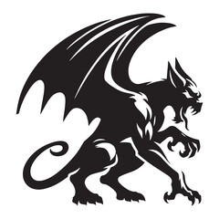 Sharp Gargoyle outline design — gargoyle silhouette — gargoyle vector — silhouette of gargoyle — monochrome beast drawing — pure vector image — strong power symbol
