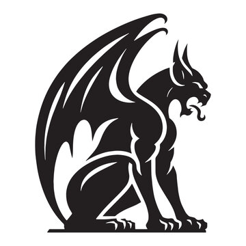 Basic Gargoyle figure illustration &mdash; gargoyle silhouette &mdash; gargoyle vector &mdash; silhouette of gargoyle &mdash; Gargoyle illustration &mdash; black fantasy creature &mdash; simple legendary guardian &mdash; dark folklore icon
