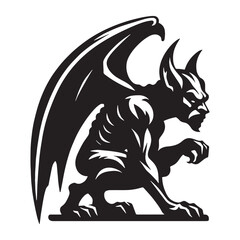 Black Gargoyle profile vector — gargoyle silhouette — gargoyle vector — silhouette of gargoyle — Gargoyle illustration — gothic monster art — dark stone creature — simple legend graphic
