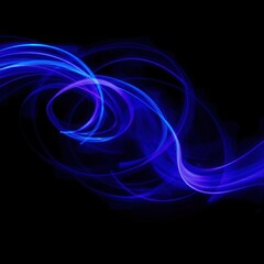 Obraz premium Blue light swirls on black background like ribbons or energy trails