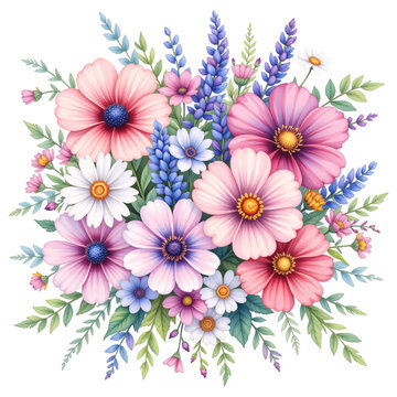 Colorful floral bouquet arrangement studio digital artwork bright environment close-up nature's beauty