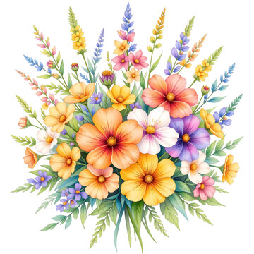 Floral bouquet arrangement studio digital art bright colors close-up nature inspiration