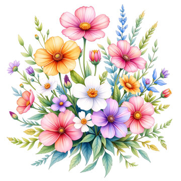 Floral arrangement art studio digital illustration bright colors close-up nature-inspired design