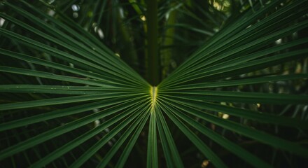 Obraz premium Close Up of Dark Green Tropical Palm Leaf Texture