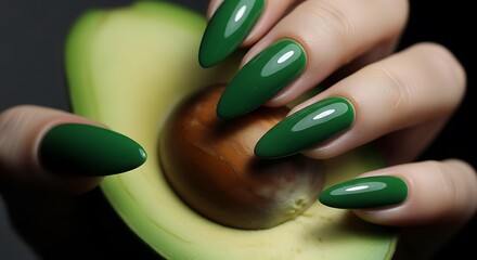 Stunning Emerald Green Nails A Perfect Match with Avocado